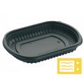 Ds-252 maaltijdtray PP 205x167x30mm 475cc 1-vaks zwart, deksel: 456199